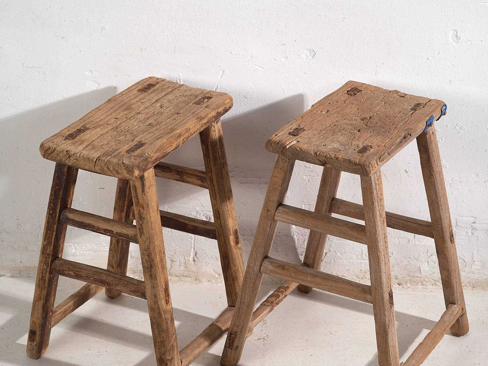 Pair of antique stools for bedside tables (circa 1900). Set of 2 pieces