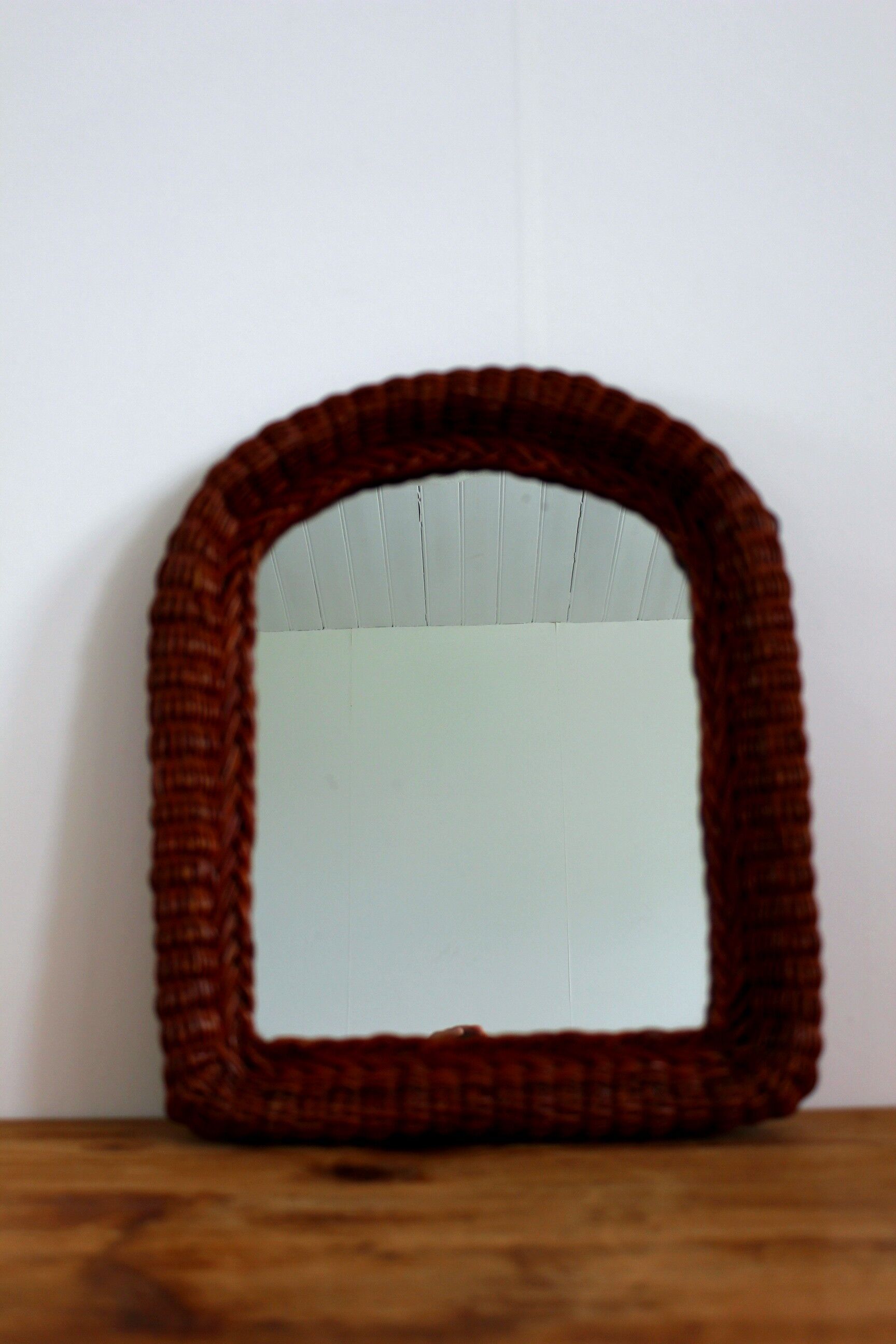 Wicker rattan mirror