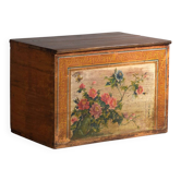 Antique Chinese chest with painted panel in elm – China, circa 1900