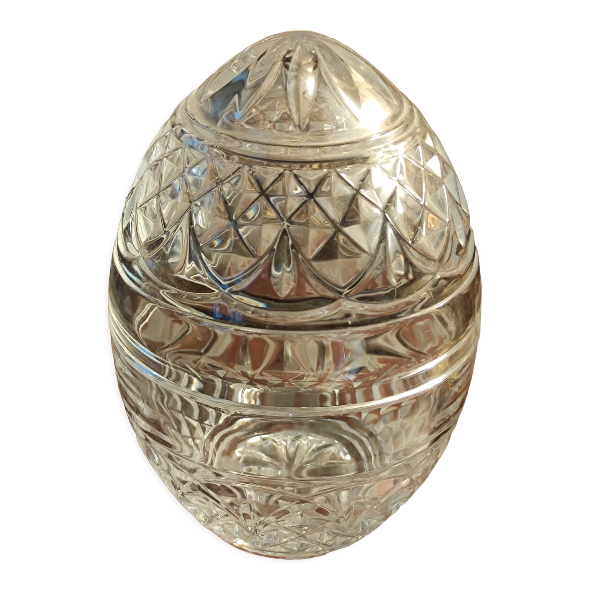 Old egg-shaped drapery/candy box