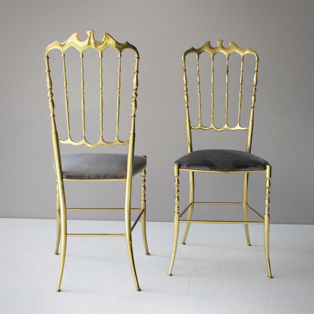 Pair of brass Italian Chiavari chairs