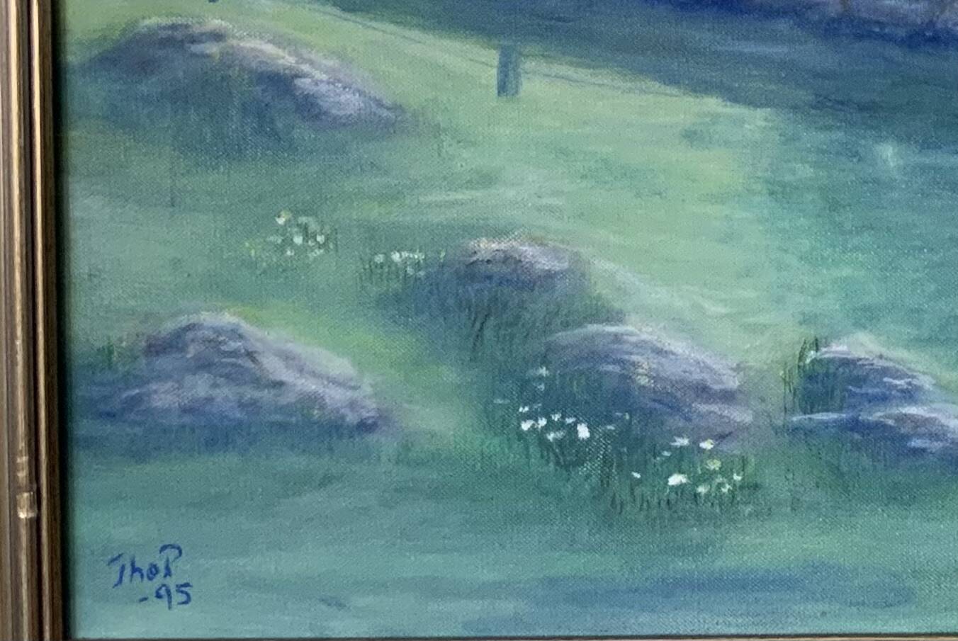 Vintage Original Oil On Canvas Painting Rural Landscape  1995