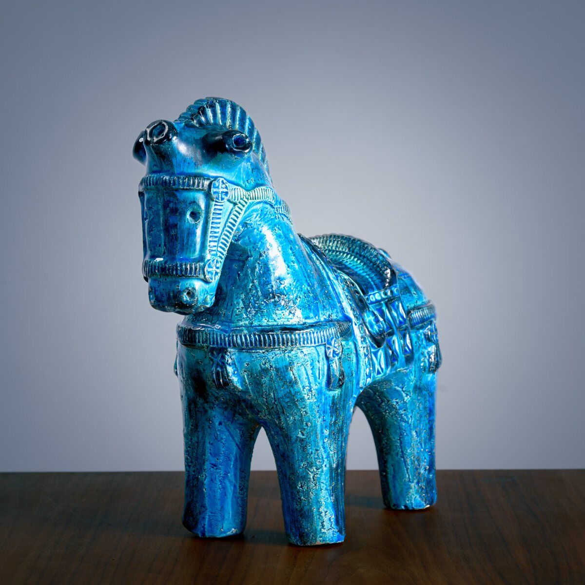 Rimini Blu horse sculpture by Aldo Londi for Bitossi, Italy, 1970s
