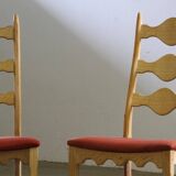 Vintage 1960s Danish Brutalist Ladderback Light Oak Chairs style of Kjærnulf