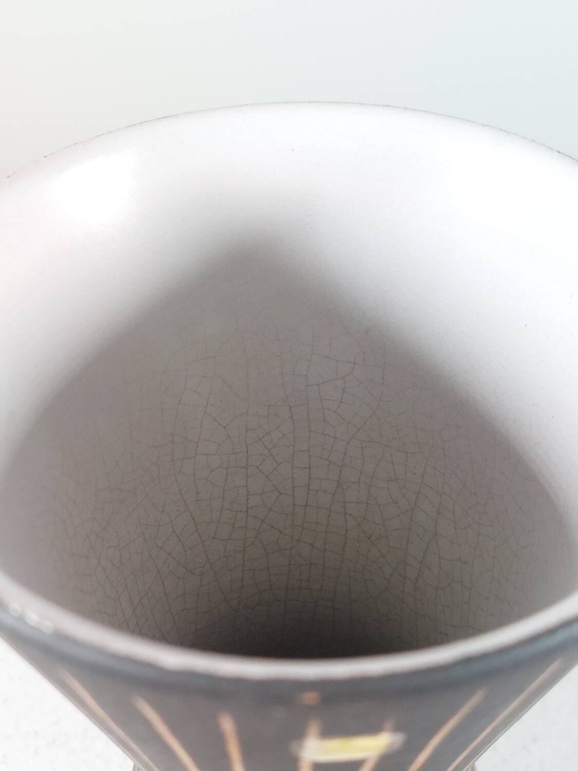 Vintage 1950s studio ceramic vase with sgraffito by Steuler.