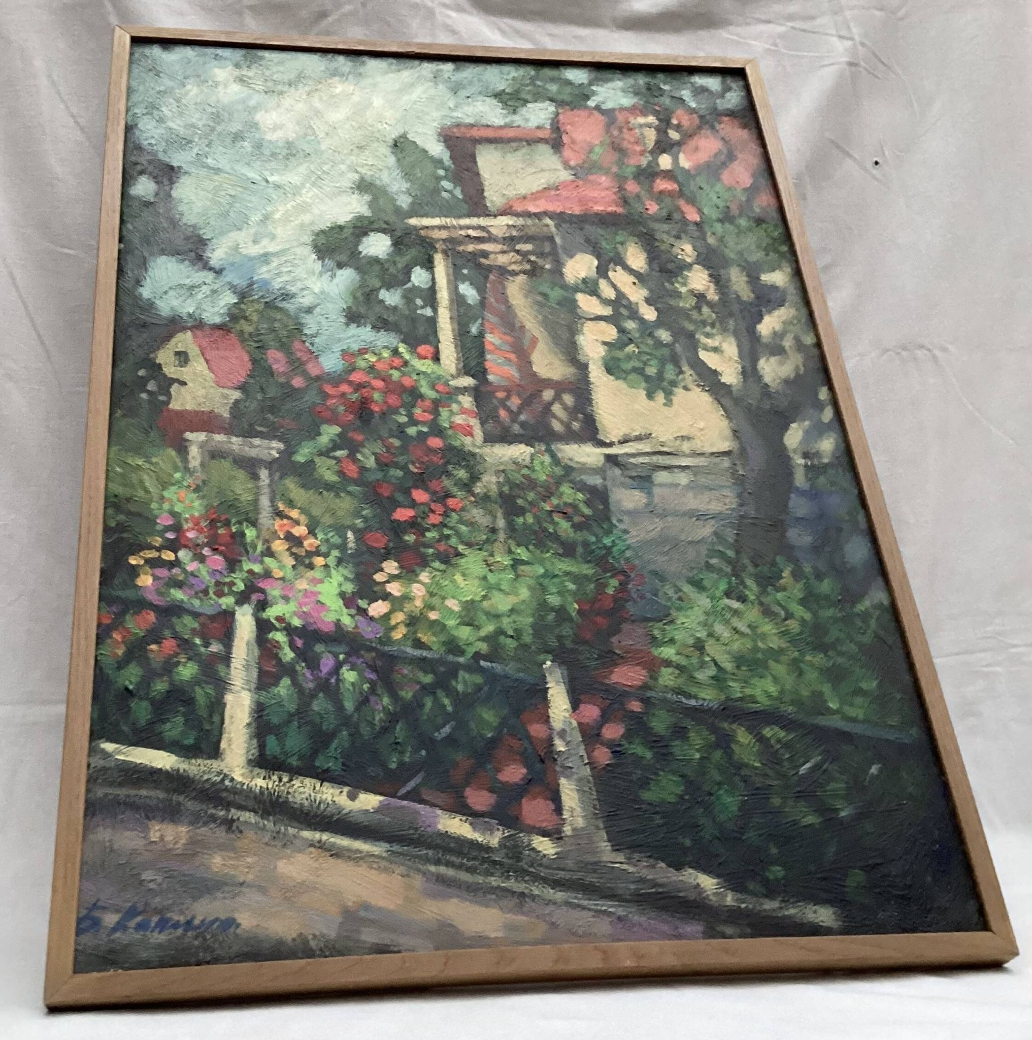 Ancien tableau huile sur toile signé dimension : hauteur - 83 cm- largeur - 58,5cm-