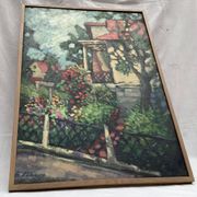 Ancien tableau huile sur toile signé dimension : hauteur - 83 cm- largeur - 58,5cm-