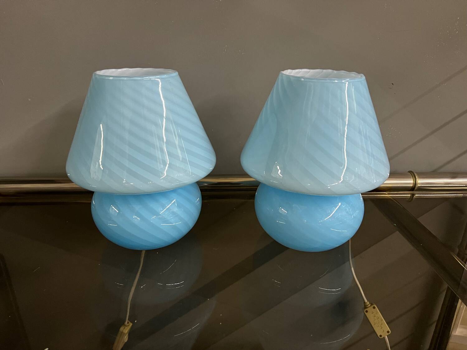 Pair of MURANO vintage mushroom bedside lamps from the 70s