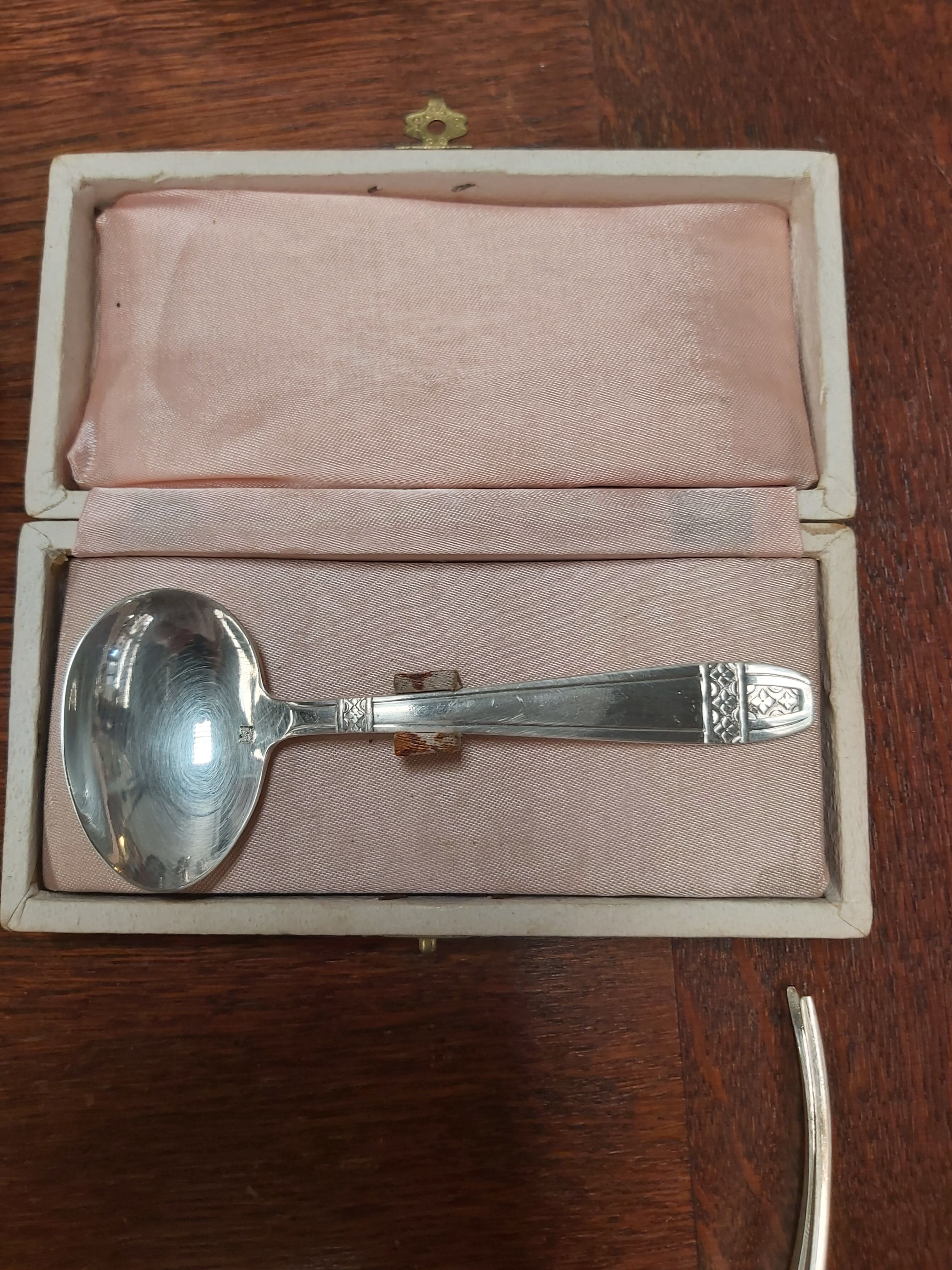 Art Deco silver metal porridge spoon