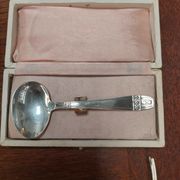 Art Deco silver metal porridge spoon
