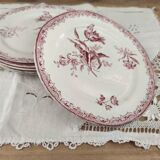 Set of 6 dessert plates from the early 20th century, Sarreguemines, Fontanges model