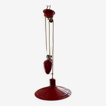 Red metal pendant light