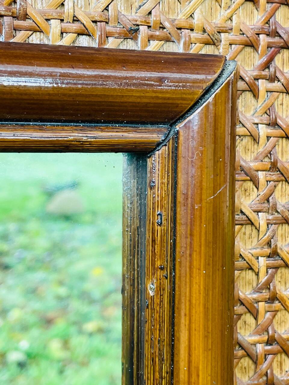 Vintage mirror, bamboo, caning and rattan, circa 1960s
