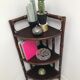 Rattan angle shelf at 3 levels 70's