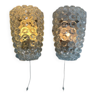 Helena Tynell Glashütte Limburg 1960 vintage Germany wall lights x2