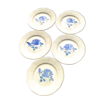 Service de cinq assiettes plates Digoin Sarreguemines