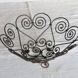 Vintage black metal basket with swirls – Decorative wire salad bowl