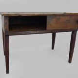 Antique farmhouse game table in solid chestnut with 1 drawer, 19th century.