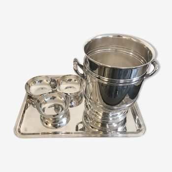 Silver tray, aperitif cup, champagne bucket