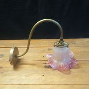 Swan collar wall applique and glass pressed Pink and white - 60s