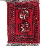 Tapis vintage fait main Ersari – 24 x 30 cm – Rouge éclatant - 1C968