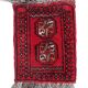 Tapis vintage fait main Ersari – 24 x 30 cm – Rouge éclatant - 1C968