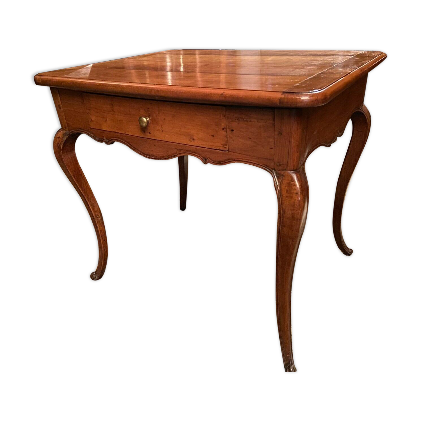 Desk game table and its solid blond cherry cap period EIGHTEENTH Louis XV