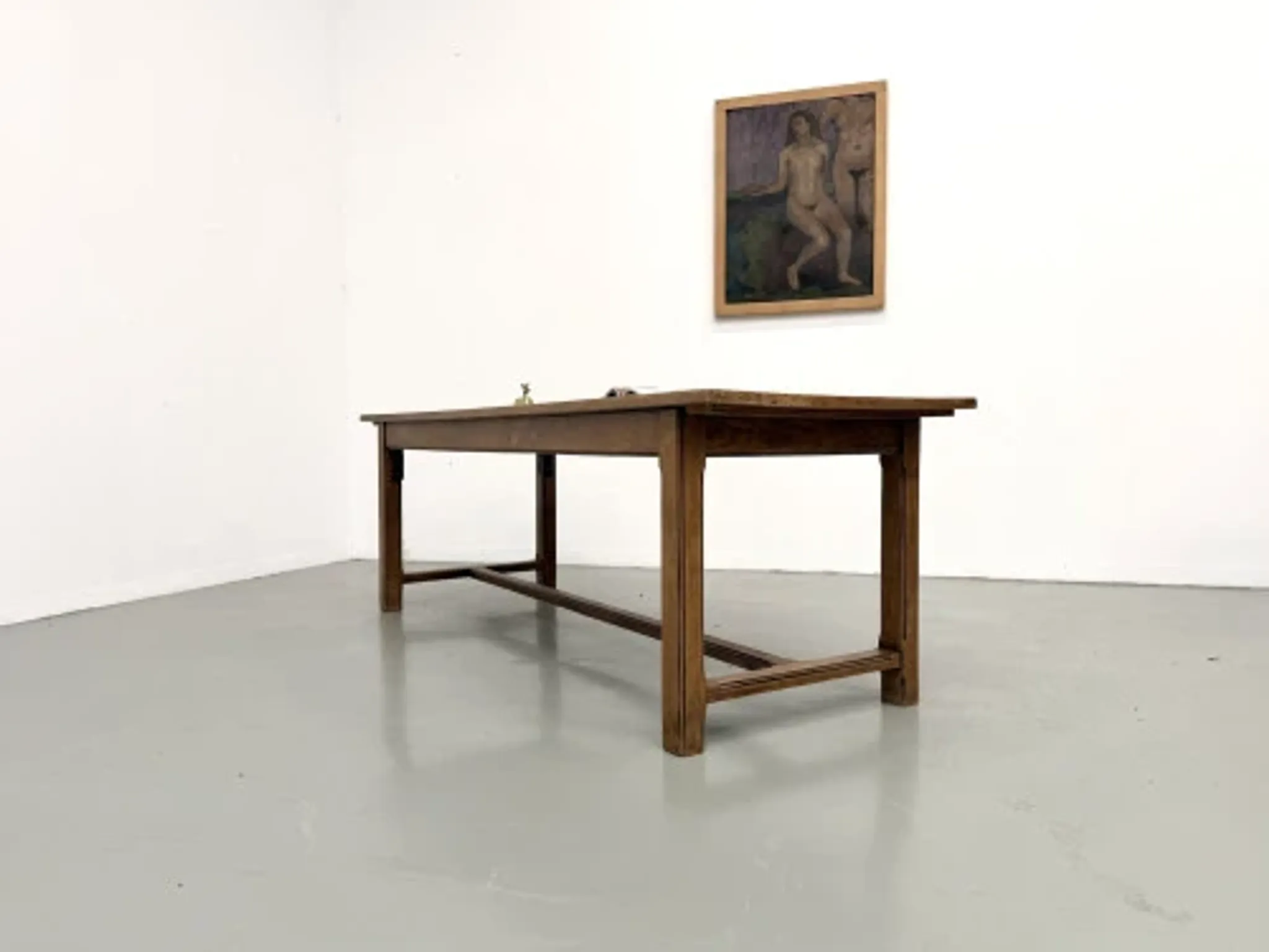 Solid oak farmhouse table, 1970s