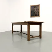 Solid oak farmhouse table, 1970s