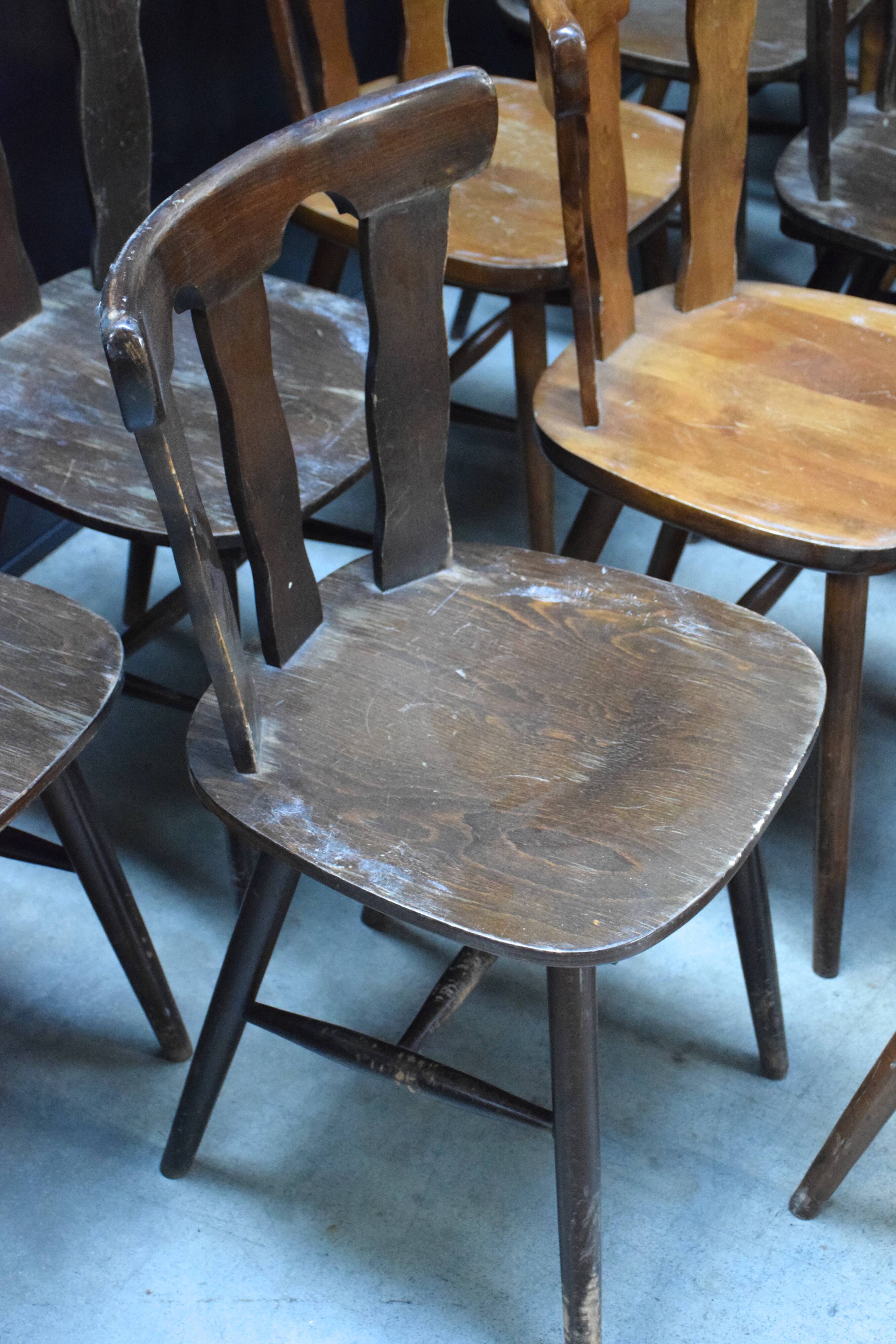 Lot 25 chairs bistro bar wood vintage 1960