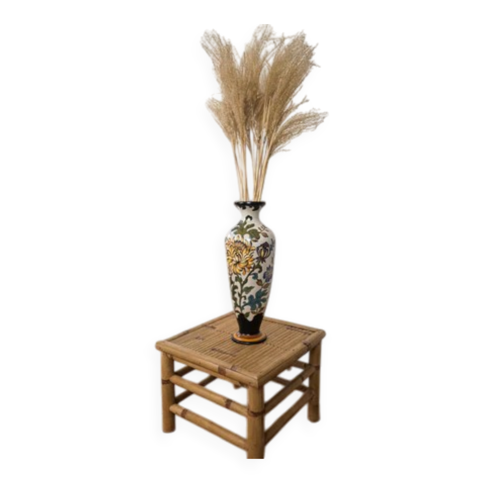 Grand vase floral multicolore en céramique Royal Gouda Porcelain Zuid Holland
