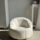 Large white circular armchair, white fabric upholstery