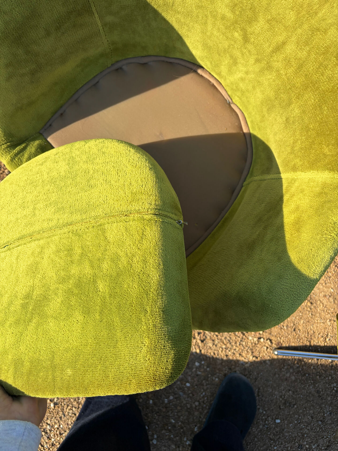 Vintage 1960s Lubke green velvet swivel armchair pair.