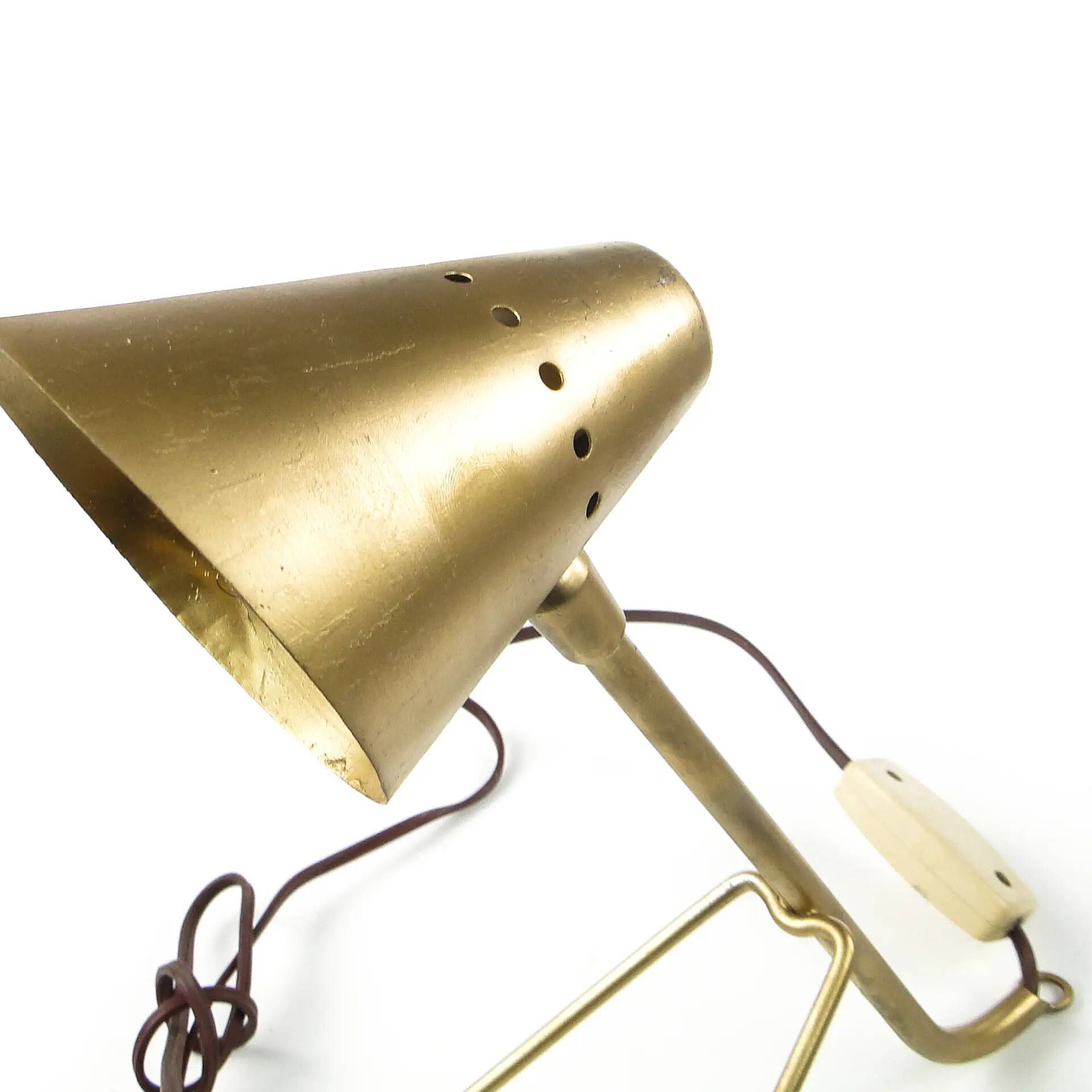 Space Age bedside lamp, brass metal, USSR, 1960s