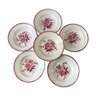 set of 6 hollow plates Longchamp pinks 30-40s