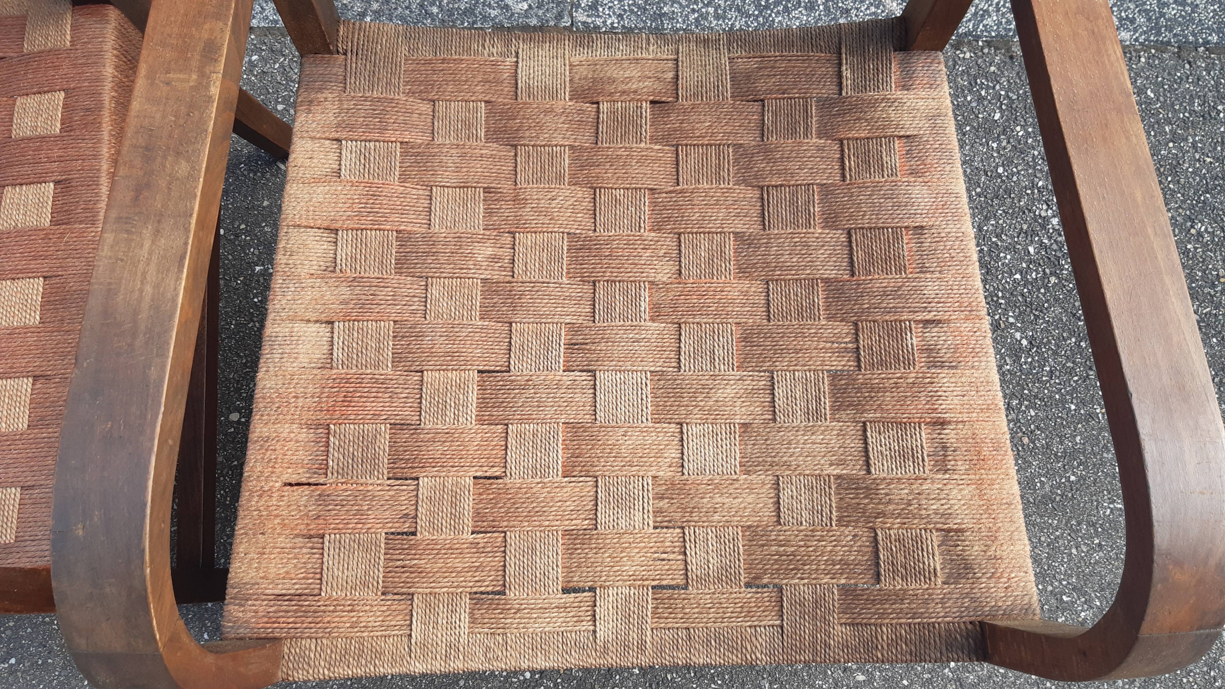 Braided rope and oak armchairs 50