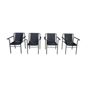 4 chaises en cuir et métal poltrona frau