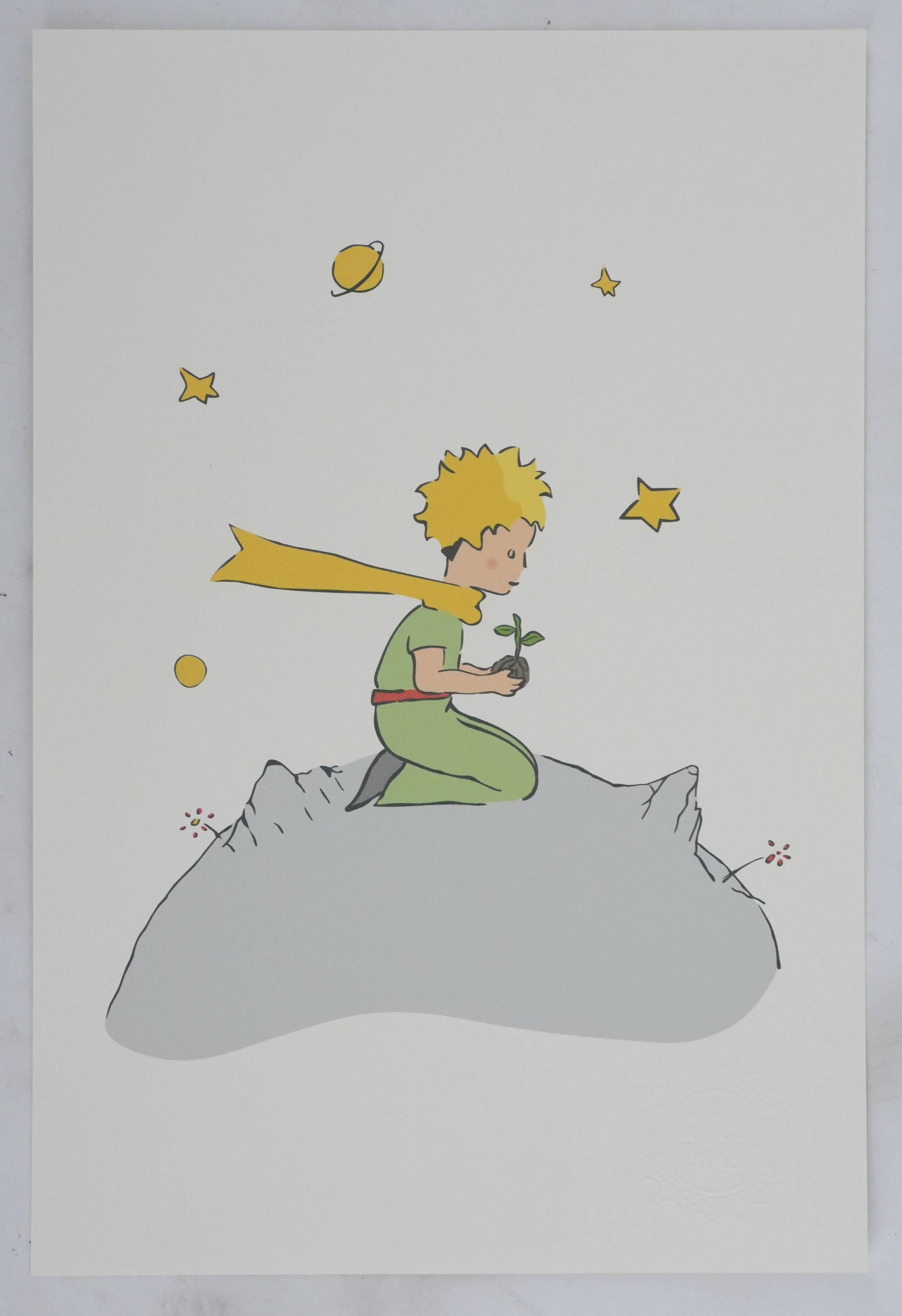 Antoine de Saint-Exupéry: Ecology, The Little Prince plants a tree, lithograph