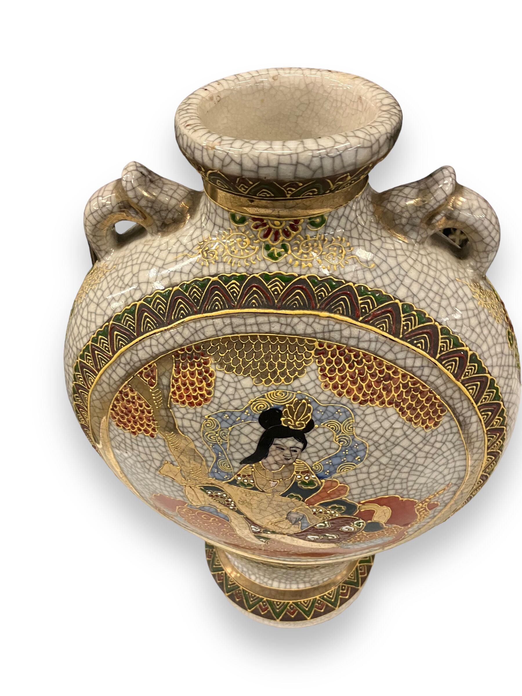 Pair of Japanese earthenware gourd vases from Satsuma