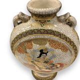 Pair of Japanese earthenware gourd vases from Satsuma