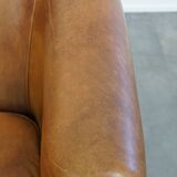 Vintage Sheepskin Leather 2-Seater Sofa in English Style