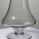 Very large engraved blown glass vase vintage 2000s antique style.