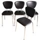 Suite de 4 chaises cuir synthétique noir & galon nacré