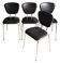 Suite de 4 chaises cuir synthétique noir & galon nacré