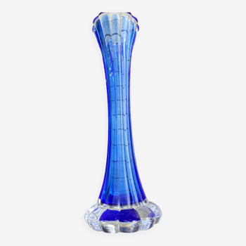 Large blue crystal vase