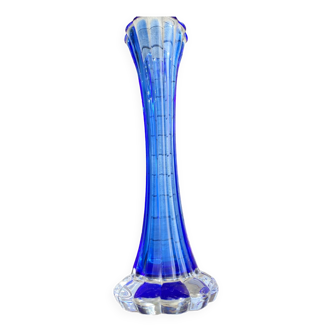 Large blue crystal vase