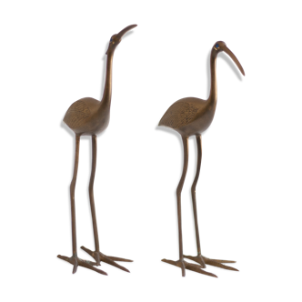 Pair of vintage brass flamingo