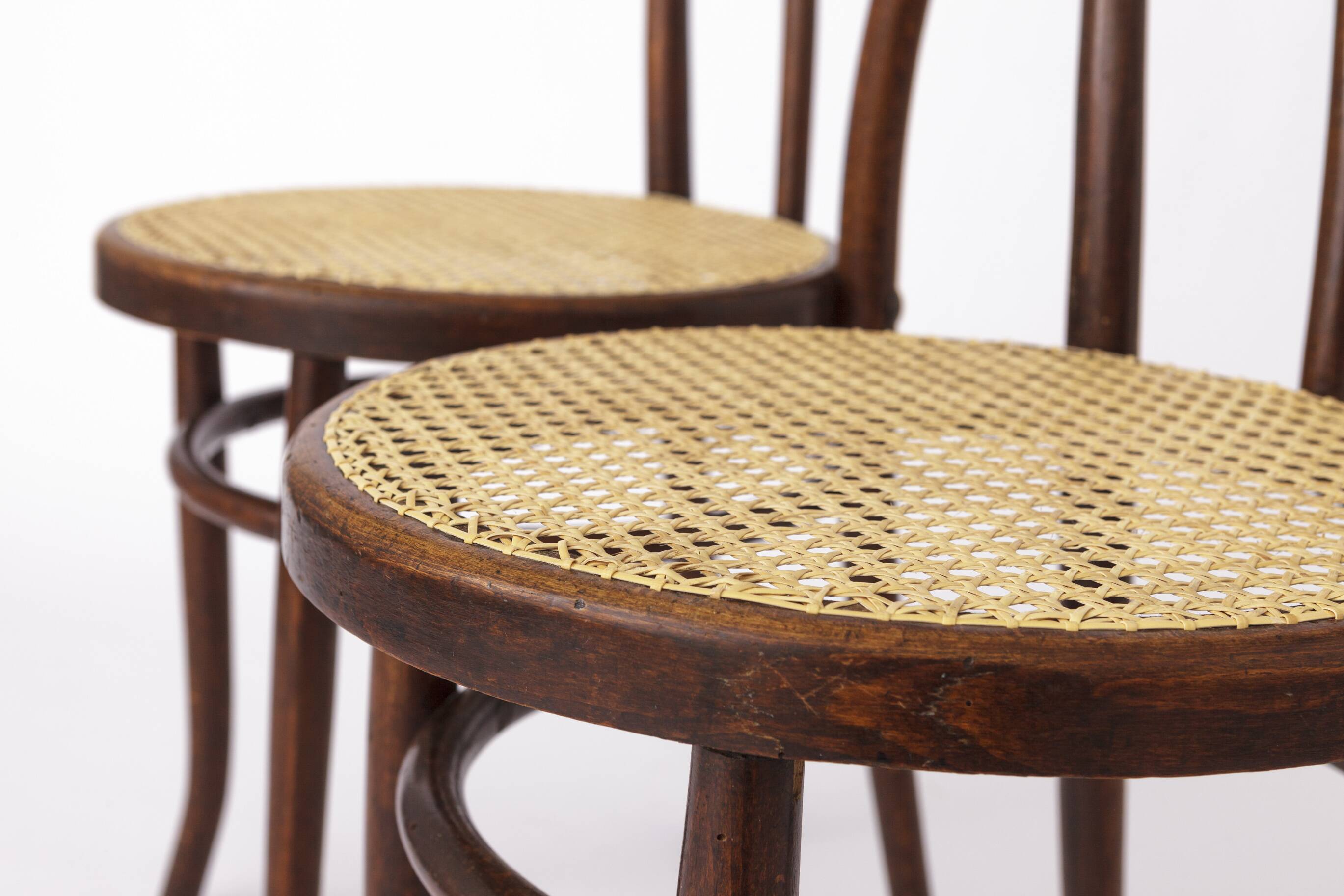 Set of 2 Vintage Bentwood Chairs – 1950s-1960s, Beech Wood, New Weaving