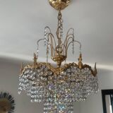 Cascade chandelier with bronze and crystal pendants