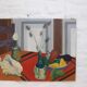 Still life with shells on striped tablecloth, Guy Leclercq, 20th century